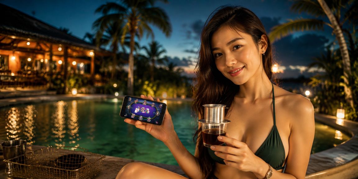 Người dùng tại Buôn Ma Thuột chơi bài card game trực tuyến bên ly cà phê